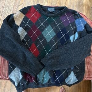 Land’s end lambswool woman’s  Argyle Sweater - Multicolor size medium